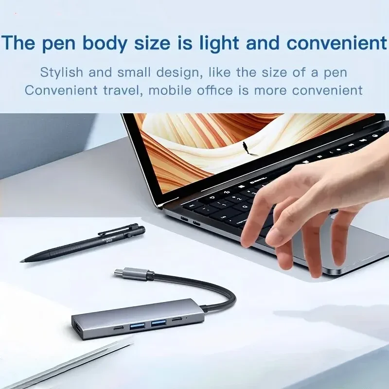 محور USB C للكمبيوتر المحمول 5 في 1 مع HDMI 4K، توصيل طاقة 100 وات، منافذ بيانات 2USB-A، محول متعدد المنافذ لجهاز MacBook Pro/Air