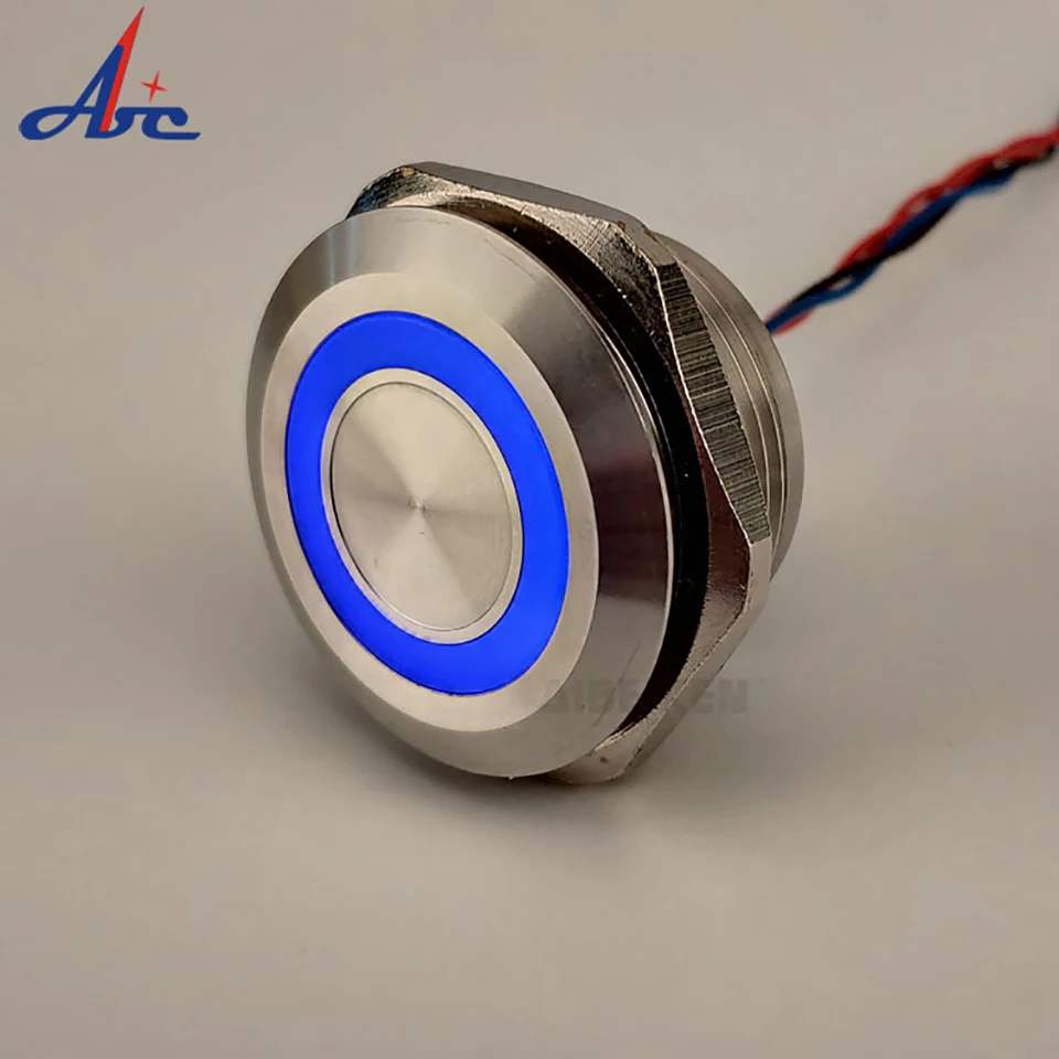 22/25mm/30mm Waterproof IP68 Latching Momentary Touch Push Button Switch Ring LED Lighted Metal Piezo Switch