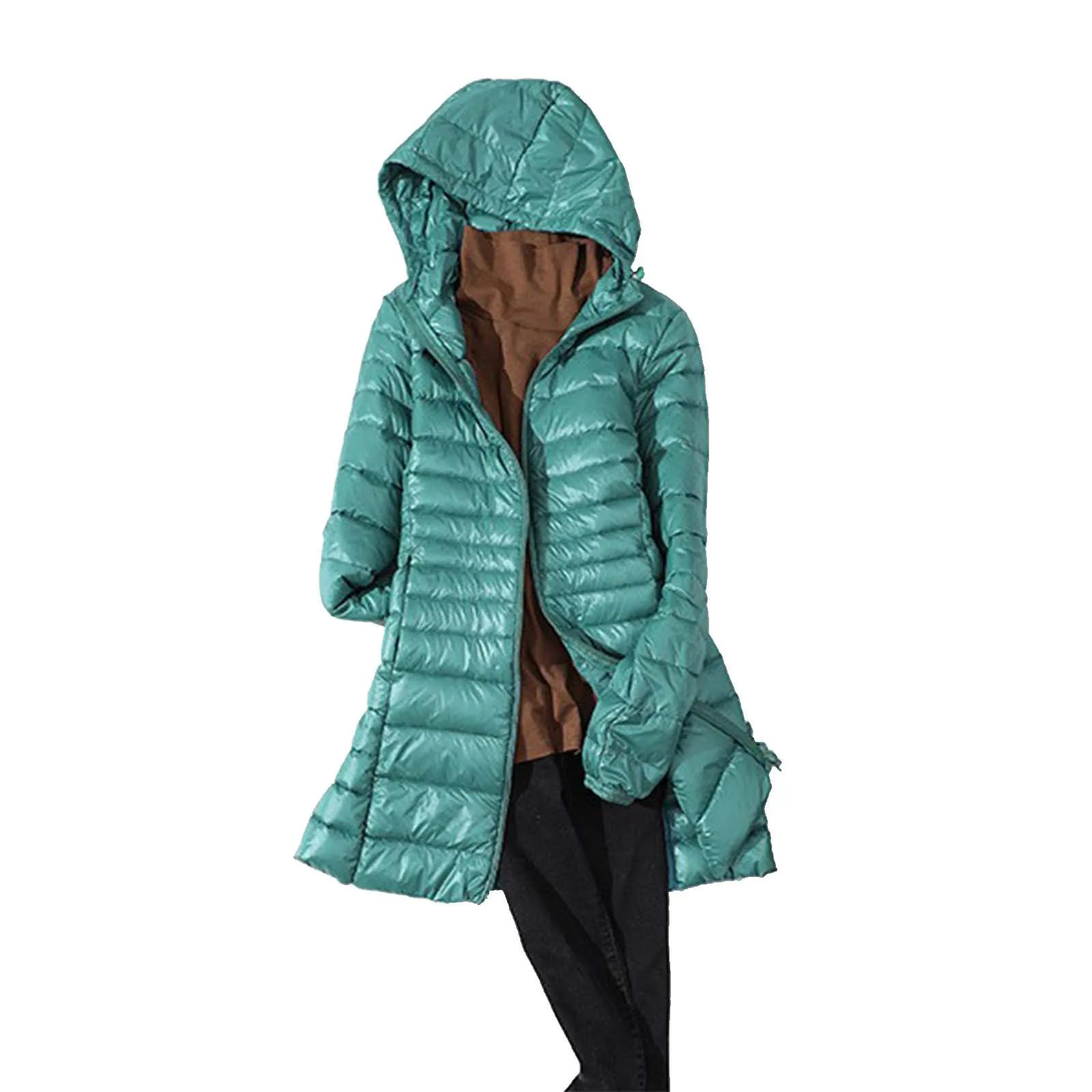 Inverno caldo sottile lungo con cappuccio ultraleggero parka Plus Size donna cappotti di lusso 2024 nuove donne piumini d'anatra bianchi giacche