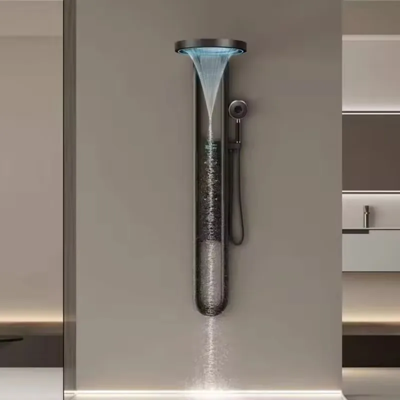 Smart Digital Display Thermostatic Shower System Wall Mounted Panel LED Rainfall Waterfall SPA Massage For Bathroom Hotel