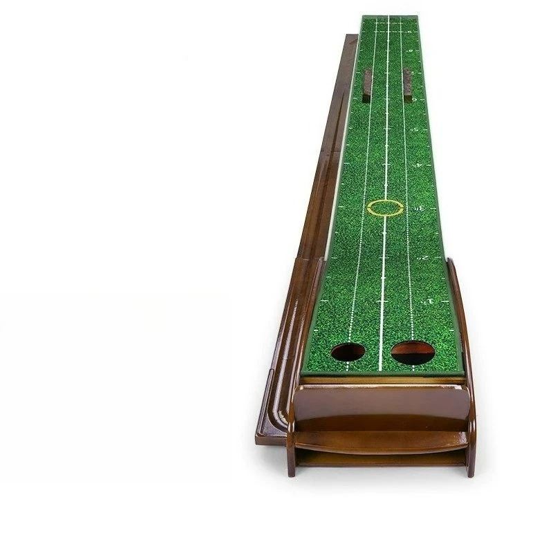 Mini campo de golf para practicar el putt, entrenador de putt de madera maciza, resistente, práctico y elegante, ideal para el hogar o la oficina, ayuda para el entrenamiento del putt con sistema de devolución de la bola.