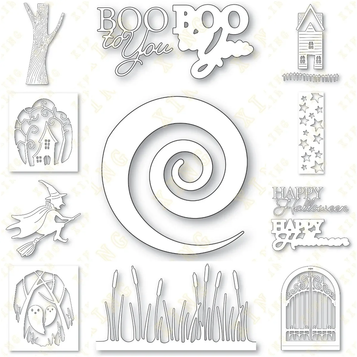 

Halloween Metal Cutting Dies Scrapbook Diary Decoration Embossing Template Diy Greeting Card Handmade 2022 New Cabin House Tree