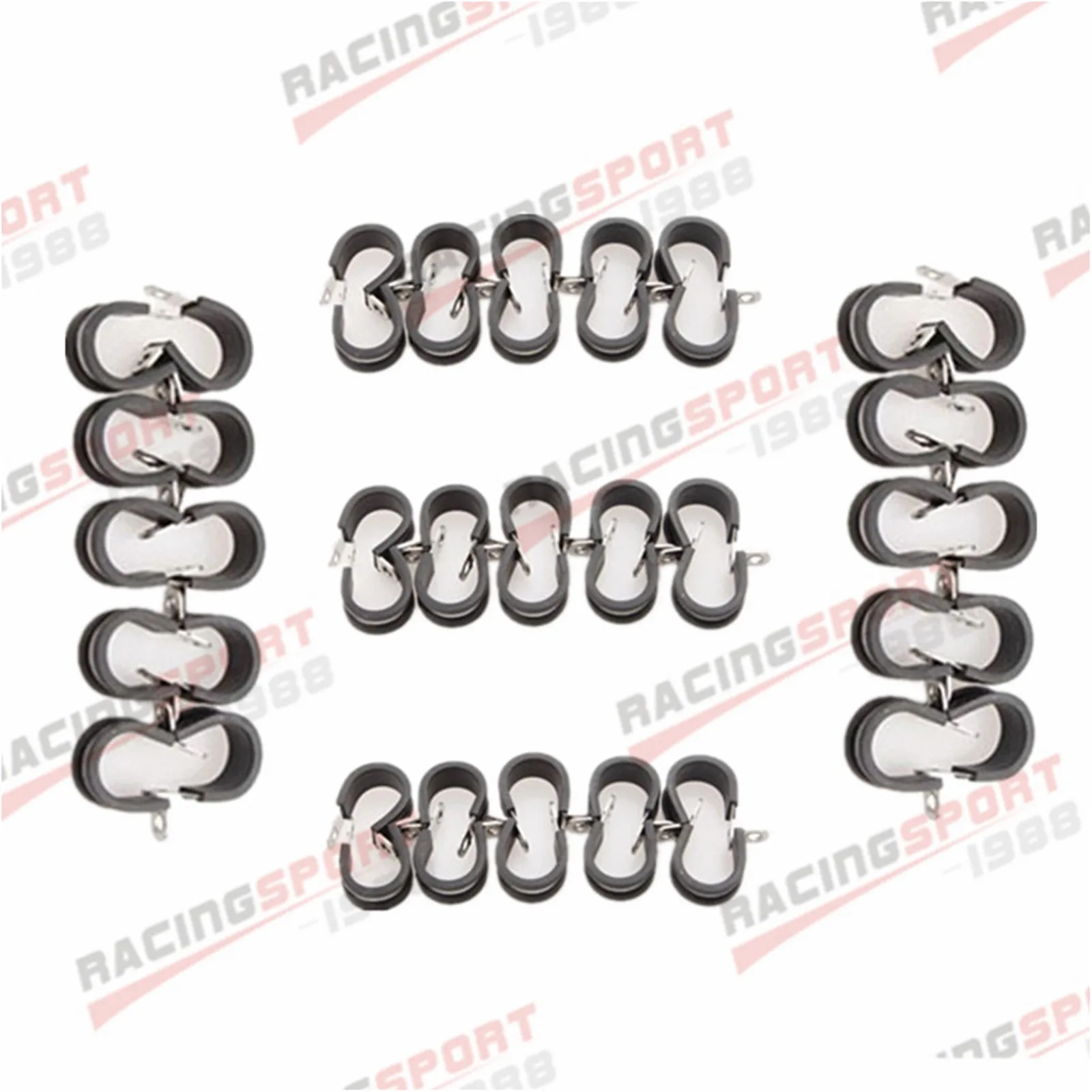 50PCS/25PCS/20PCS/15PCS/10PCS/5PCS Cushioned Hose Mounting Clamp Loop Strap 304 Stainless Steel 1/2