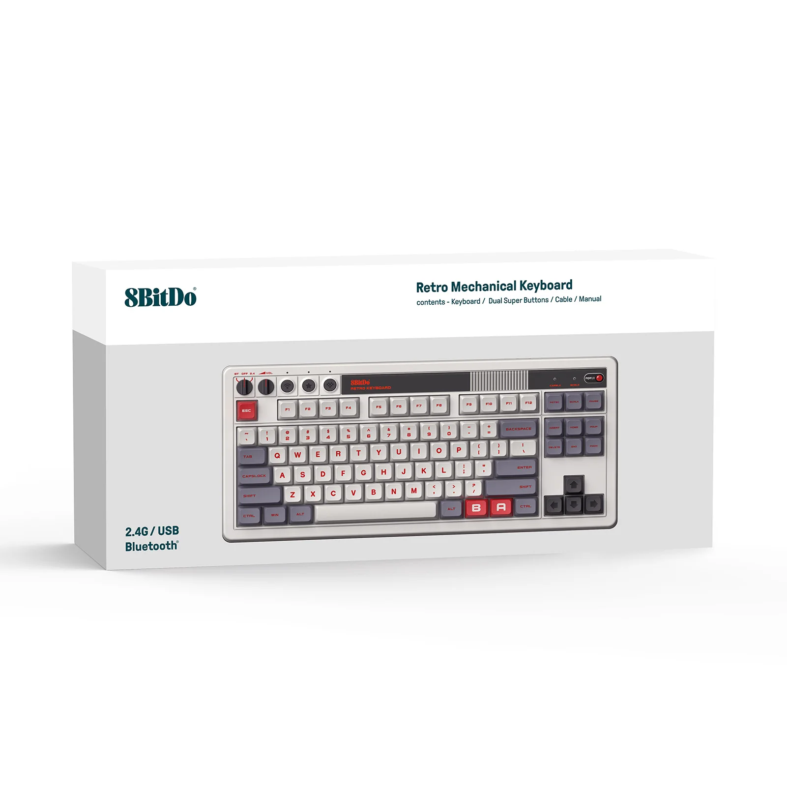 8Bitdo Retro Mechanisch Toetsenbord, Bluetooth/2.4G/USB-C Hot Swappable Gaming-Toetsenborden, Game-Accessoires Voor Windows En Android