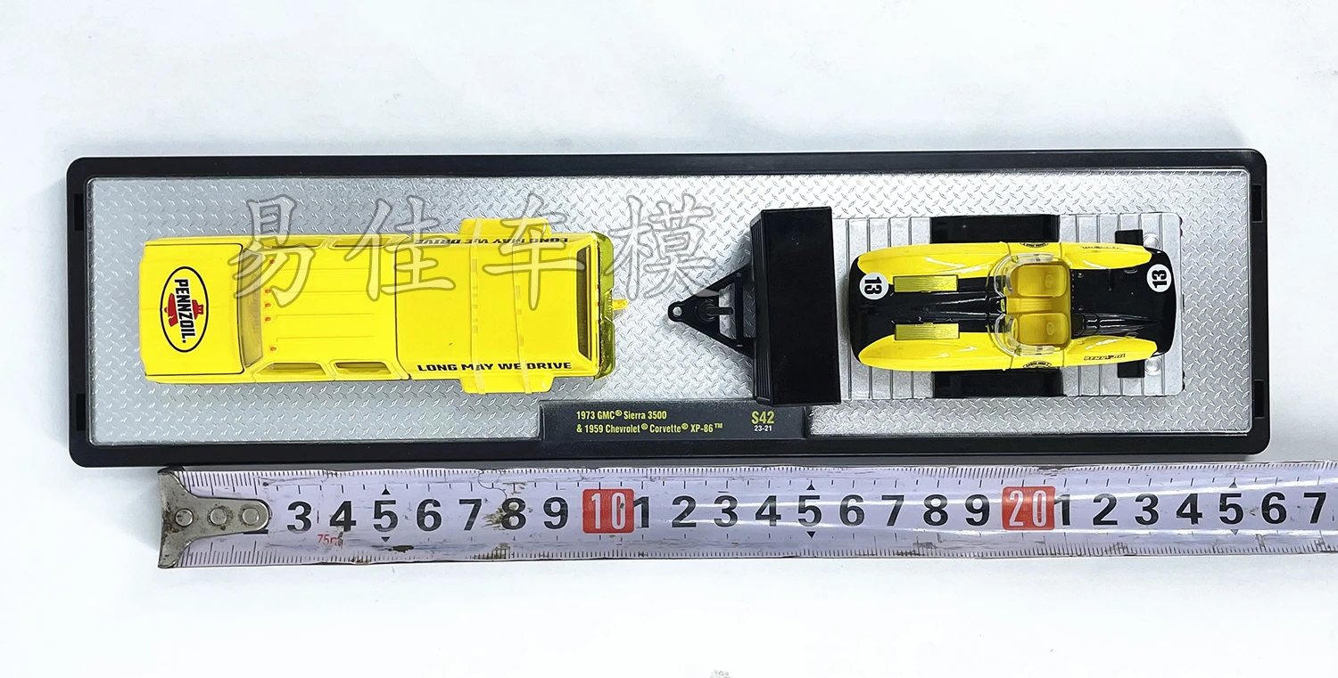 Colecção de Modelo De Carro De Liga Fundida, Cubo De Ouro Amarelo, Máquinas M2, 1/64, GMC Sierra 3500, Corvelte XP-86, S42, Presente