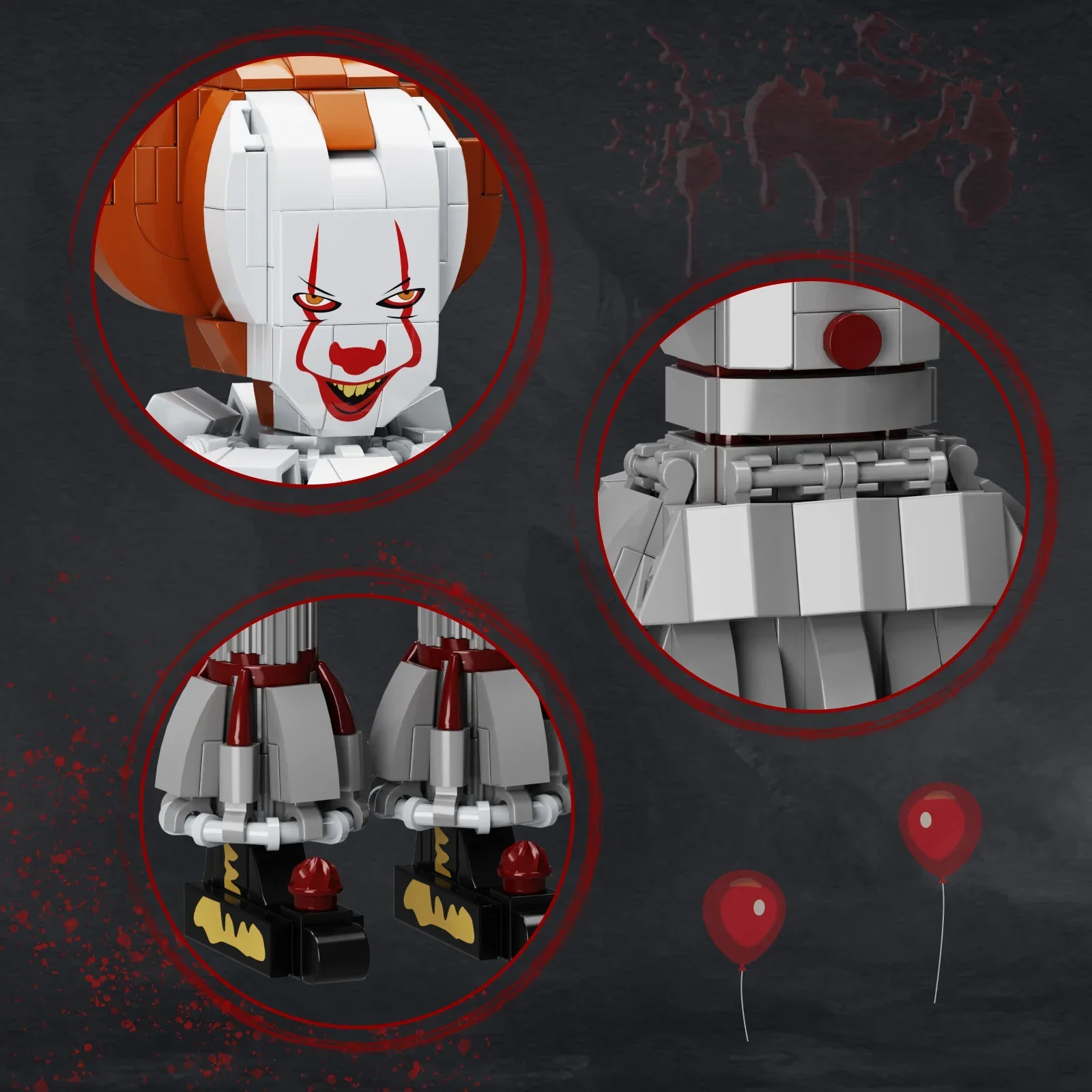 Moc Stephen King's It Figura de filme Pennywises Conjunto de blocos de construção Boneca Terror Presentes de Halloween para crianças (525 peças)