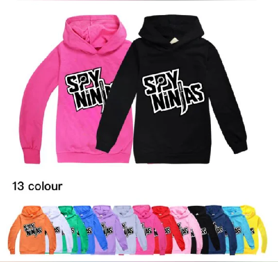 New Spy Ninjas A Kids Clothes Cotton Hooded Sweater Streetwear Sweatshirt Cartoon Pullover Hip Hop Teenager Boys Girls Clothing