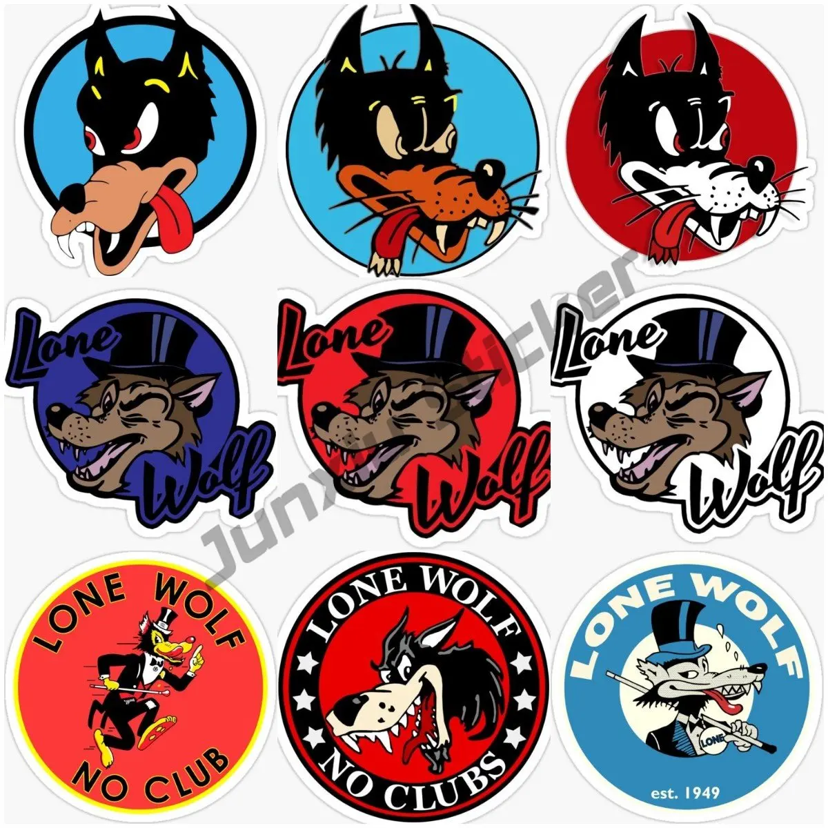 Lone Wolf No Club Sticker Wolf Wait and See Russian Cartoon Car Sticker Funny PVC Coloful Angry Wolf Decals Motorcycle Sticker