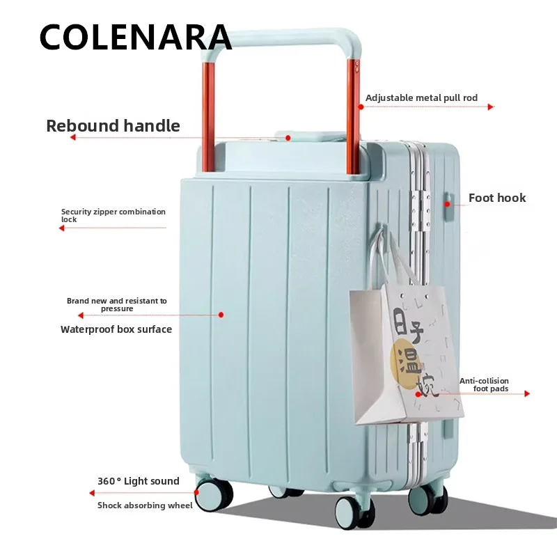 COLENARA Aluminum Frame Suitcase ABS+PC Boarding Box 20