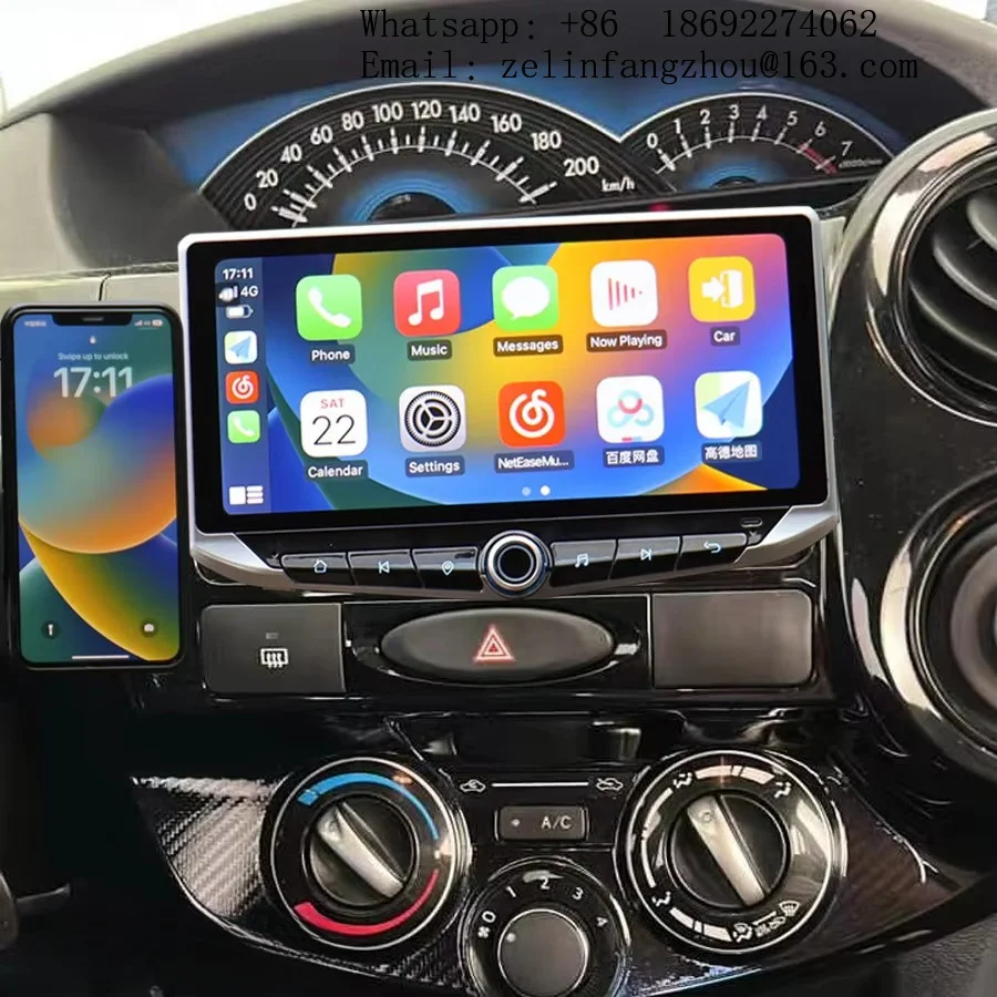 10.88 Inch QLED Android 13 Carplay Video Player for Toyota Etios 2011-2021 Type-C Charging GPS Multimedia Stereo