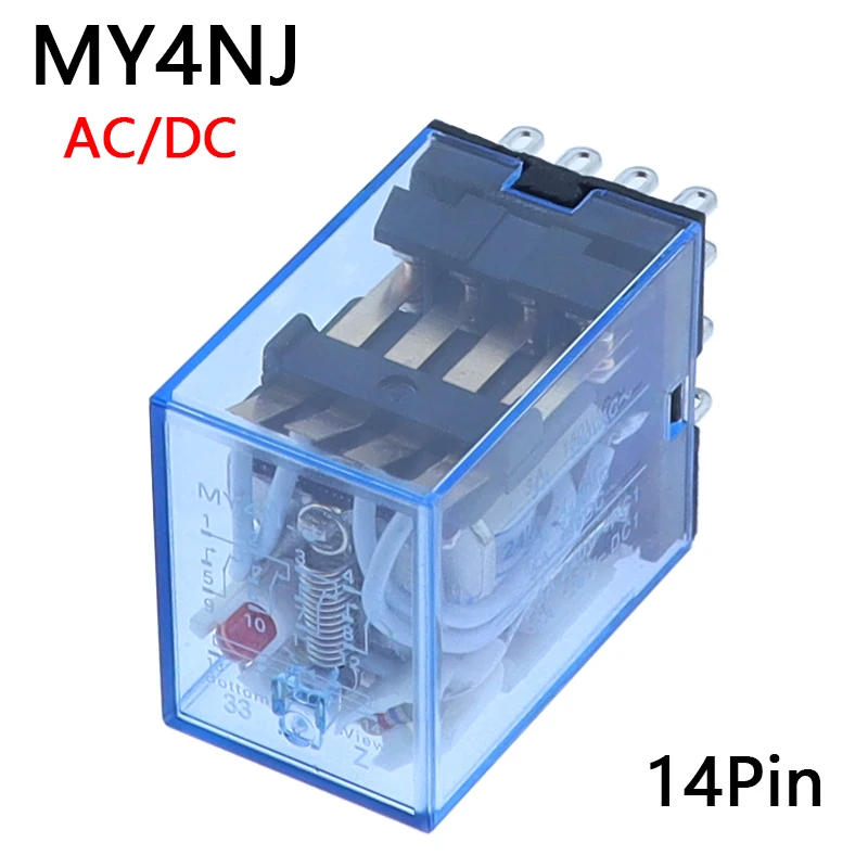 1 szt. MY4 przekaźnik ogólnego przeznaczenia 4pdt, 14 pinów przekaźnik DC 12 V/24 V/110 V 220 V przekaźnik MY4 przełącznik