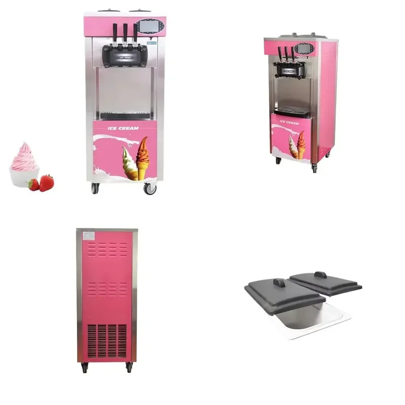 for Commercial 3 Flavor Soft Ice Cream Machine Electric Gas Quick Frozen Ice Cream Maker 3 Nozzle Dessert Freezer Equipment