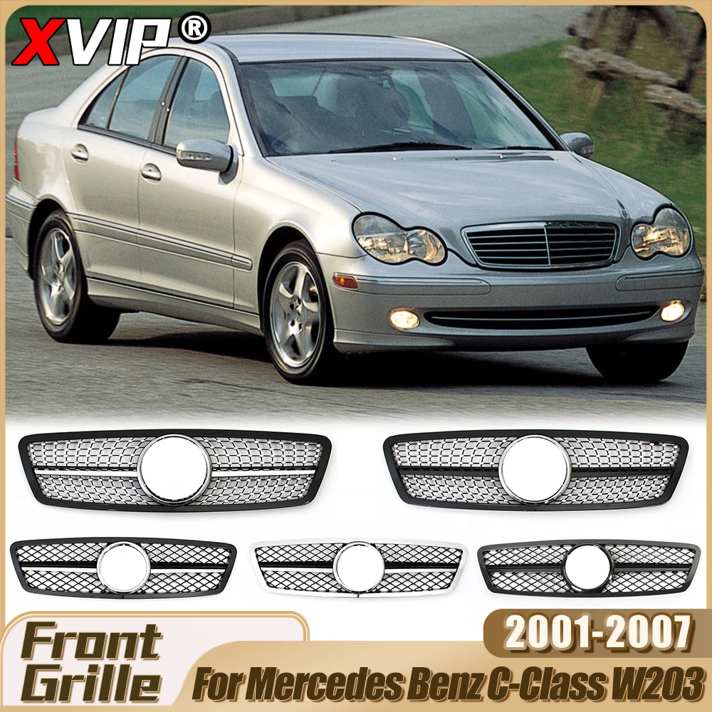 

XVIP Upper Grill For Mercedes Benz C-Class W203 C200 C240 C280 C320 2001-07 Chrome Black Sport Style Racing Grille Tuning Refit