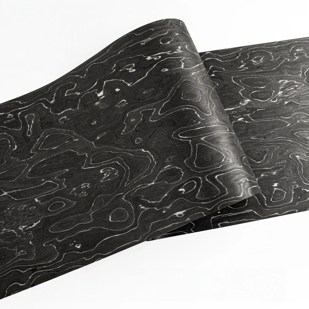 58x250cm Obsidian Contour Burl Engineered Wood Veneer For Cabinet Furniture Inlay Marquetry Interior Woodworking And DIY Craft