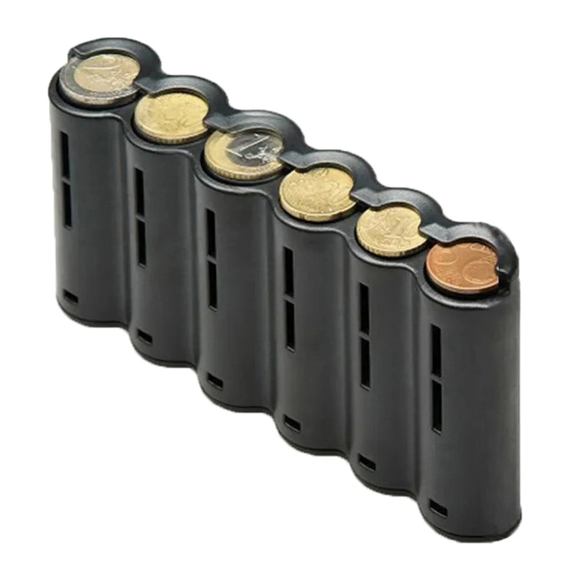 Portable 6 Slot Euro Coin Storage Dispenser Euro Coins Holder Collector With Spring For Home Waiter Driver Coins Safe Piggy Bank