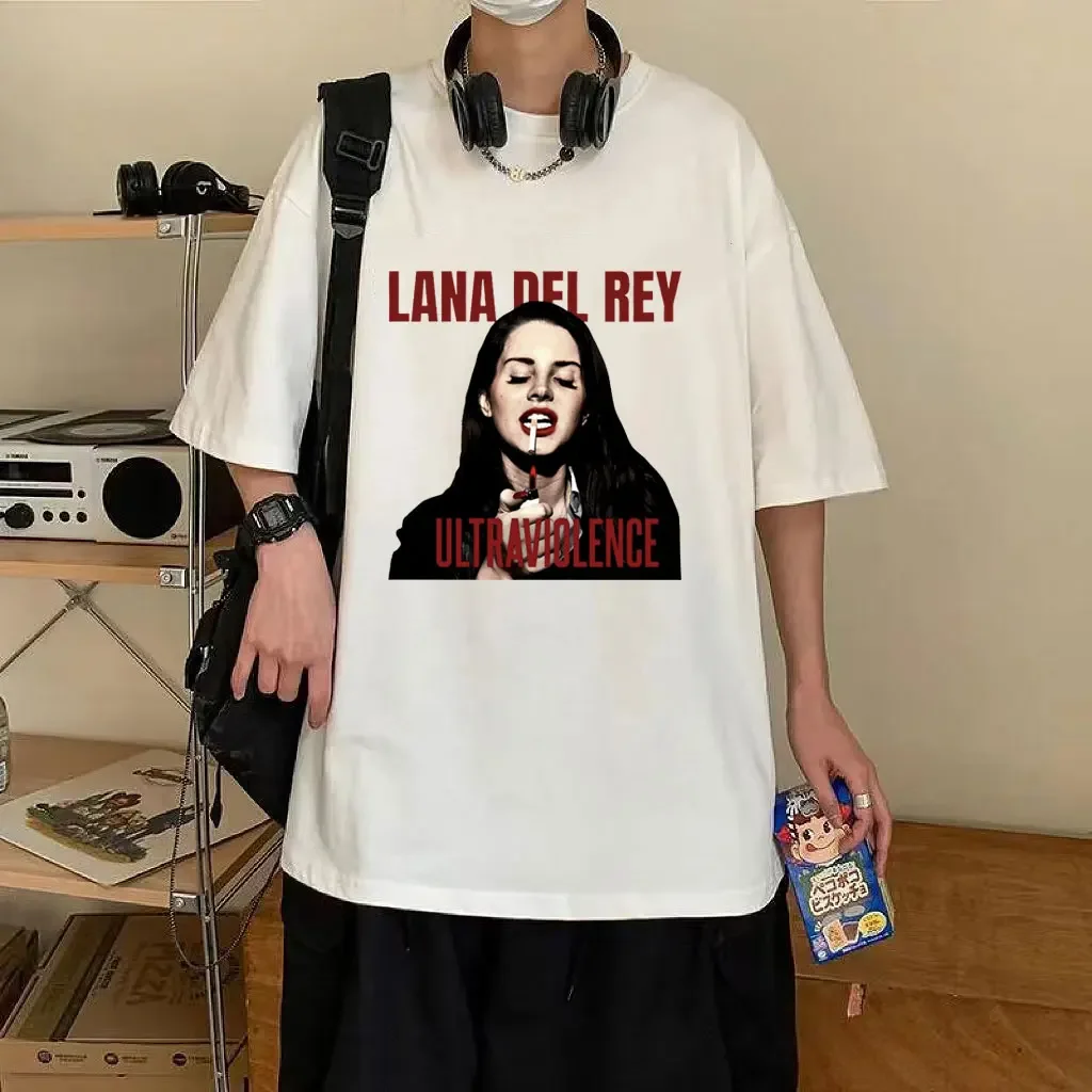 Singer Lana Del Rey T Shirt Ultraviolence Music Album Print T-shirt Men Hip Hop Vintage Cotton T Shirts Gothic Streetwear Unisex