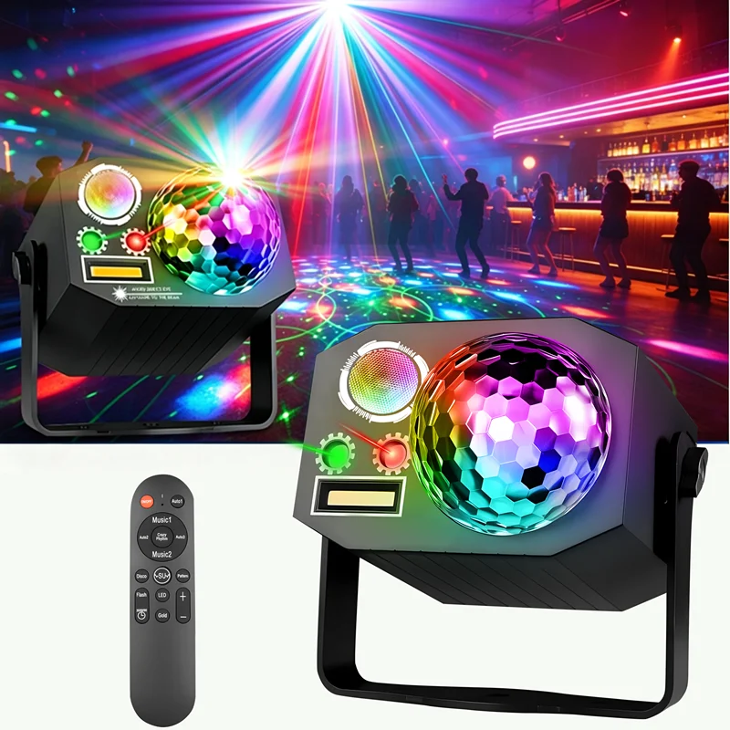 Dj Party Disco Ball Lights with Pattern and Sound Activated Led Stage Strobe Light Christmas Rave/Home Karaoke/Dance/Club Bar Li