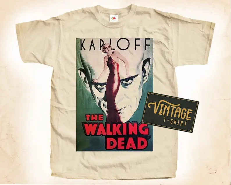 

The Walking Dead T shirt Tee Natural Vintage Cotton Movie Poster Beige All Sizes