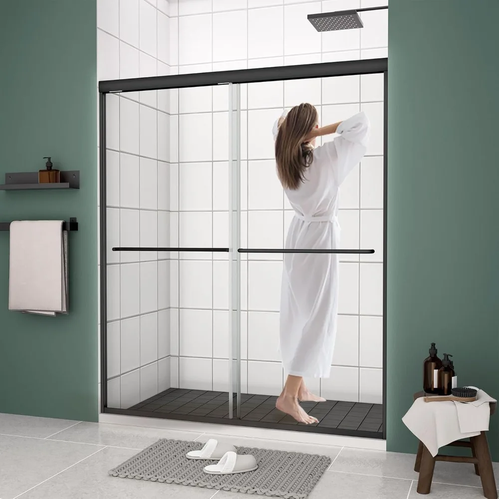 

Shower Door, 44-48 "W,Wide Sliding Showers Doors, Semi-Frameless Double Sliding, SGCC Tempered Glass, Bathroom Glass Shower Door