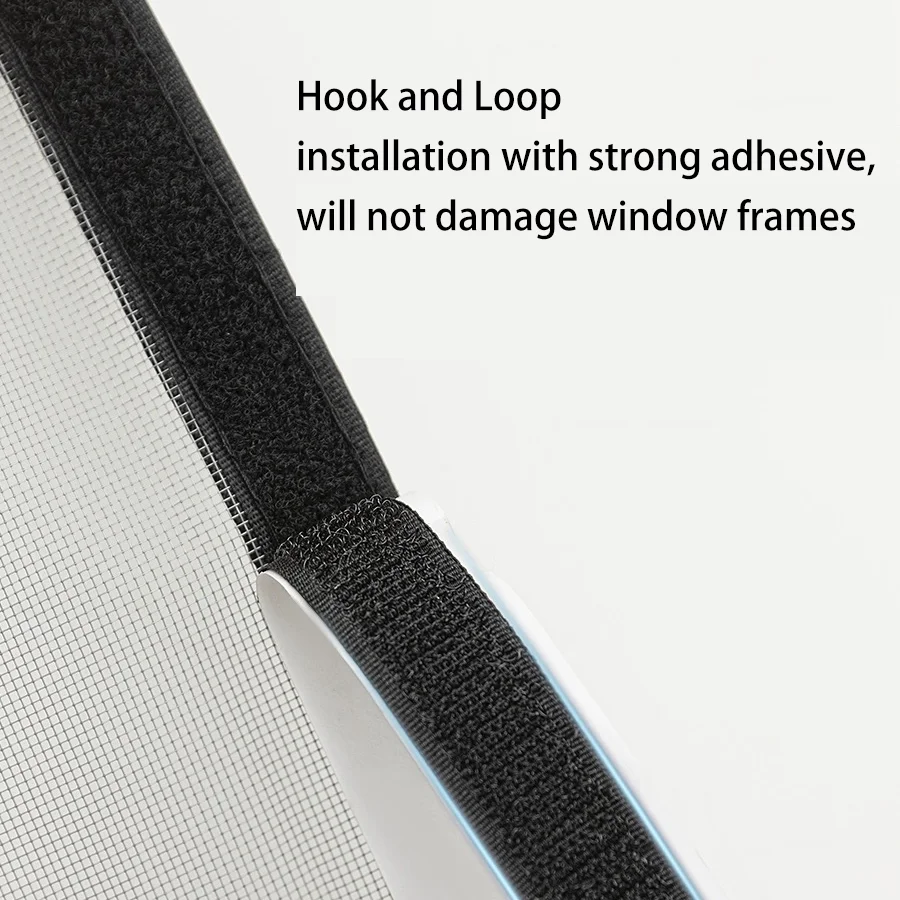 Elegant Black Customizable Size Hook and Loop Indoor Window Screen - Mosquito and Insect Protection, Breathable Ventilation