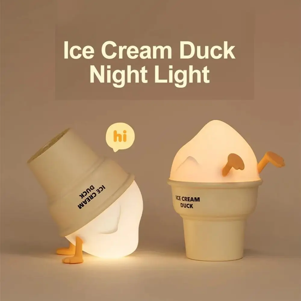 

Ice Cream Duck Nightlight Cartoon Decoration Pat Light USB Charging Atmosphere Light Bedroom Bedside Gift Nightlight