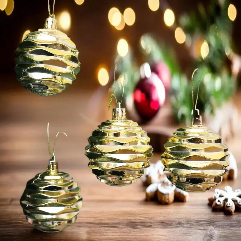 6개 세트 크리스마스 볼 샴페인 호박 볼 크리스마스 장식용 걸이 장식품 파티 크리스마스 구체 펜던트