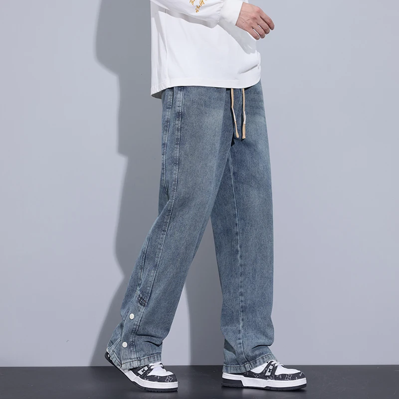 S-3XL Teenage Jeans Appear Slim and Loose Fitting Casual and Versatile Sportswear Pants Straight Leg Trendy Jeans