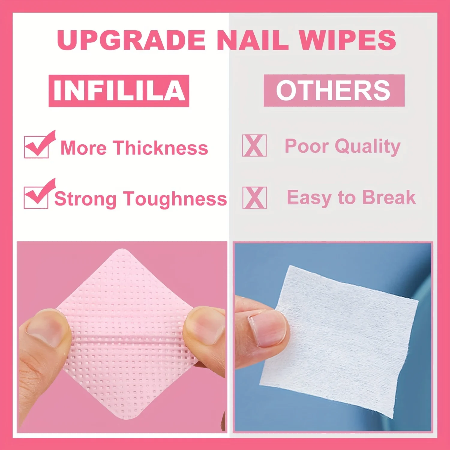 20/600pcs Lint-Free 네일 와이프 젤 클렌징 티슈 NaiArt 뷰티 클리닝 케어 도구 용 알루미늄 프리 매니큐어 리무버 패드 썸네일 2