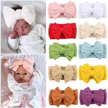 ทารกแรกเกิดHeadbandsเด็กอุปกรณ์เสริมผมเด็กHeadwearถักBowknotสําหรับเด็กElastic Soft Turbanเด็กสาวHeadwraps Solid