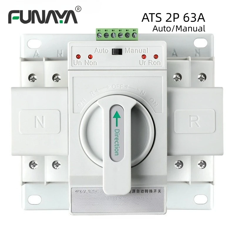 

Mini ATS Switch 2P 63A Dual Power Automatic Transfer Switch 220V GCQ2-63 for Solar Pv System