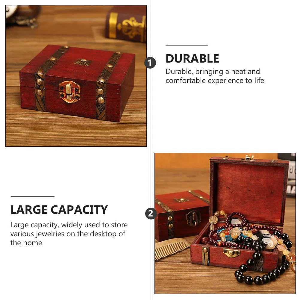 

1pc Wooden Storage Large Capacity Jewelry Container Jewelry Organizer Eco-Friendly Desktop Container For Home Decorative Use