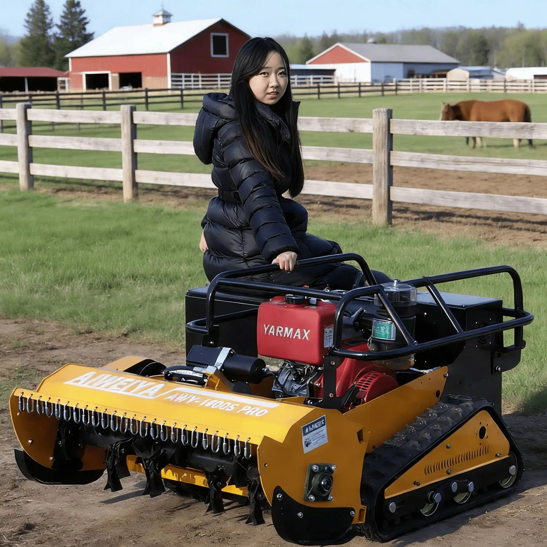 

Customized Commercial-grade hydraulic drive flail mower with 1000mm cutting width electric ignition start, optional snow plow