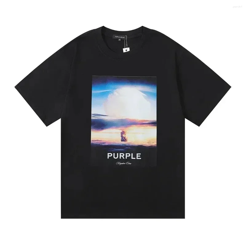 PURPLE Shirt Men Women High Street Men's T Shirts 2024ss White Black T-shirt Box Printing Top Tee Short Sleeve Streetwear