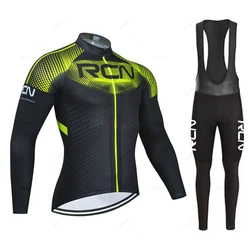 RCN Team New Men Spring Sport Cycling Jersey Autumn Mtb Bicycle Clothing Summer Long Sleeve Triathlon Mountain Bike Bib Pant Set