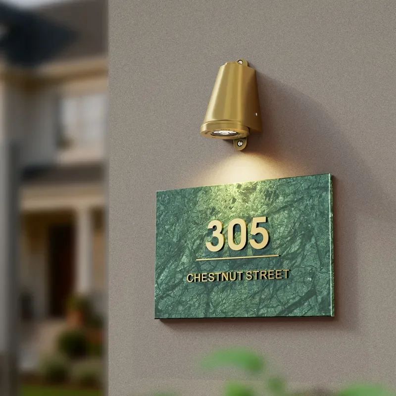 Luxury Emerald Green Marble Texture 3D LED Light Sign for Villa Entrance Hotel Lobby Homestay Decor Modern Luminous Door