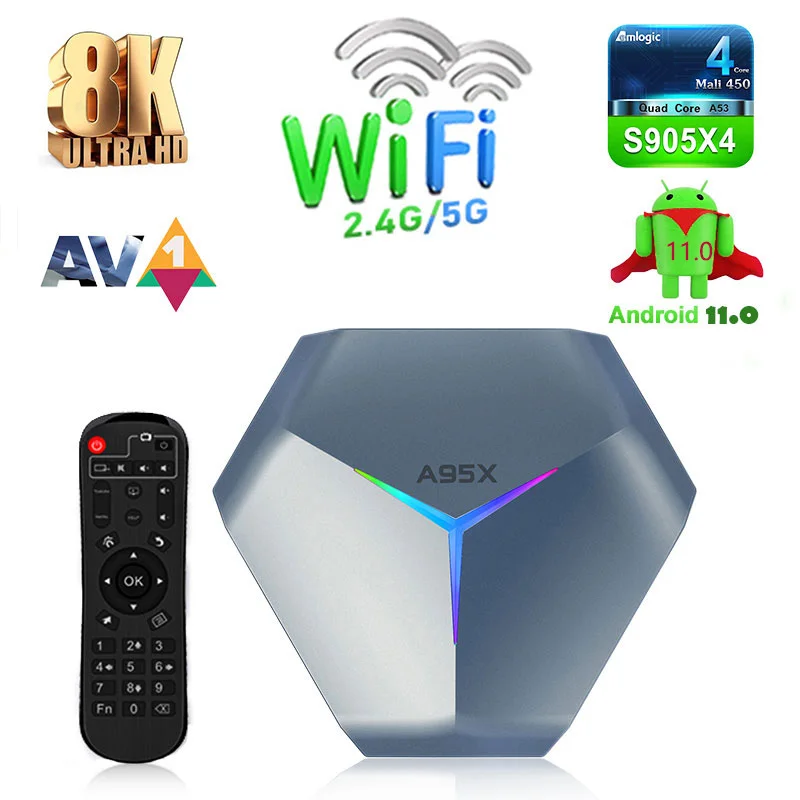 A95X F4 TV Box S905X4 HD Home Theater Player Dual Band WIFI quad core Android 11 Smart Set Top Box