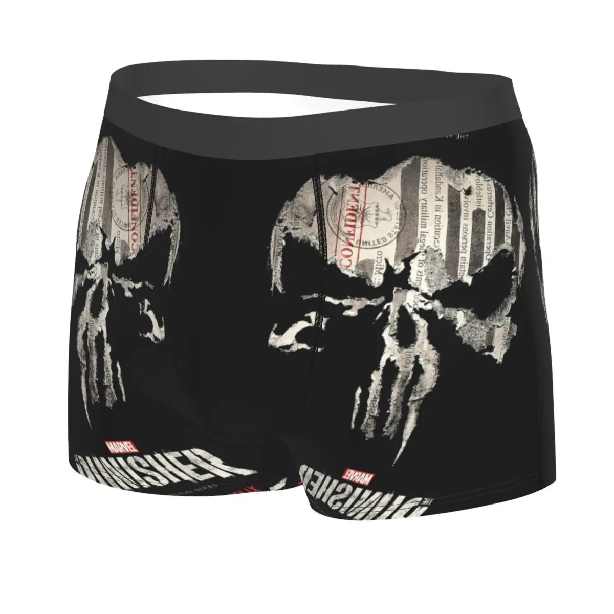 Benutzerdefinierte Punisher Schädel Symbol Boxershorts für Homme 3D-Druck Cartoon Design Unterwäsche Höschen Slips weiche Unterhose