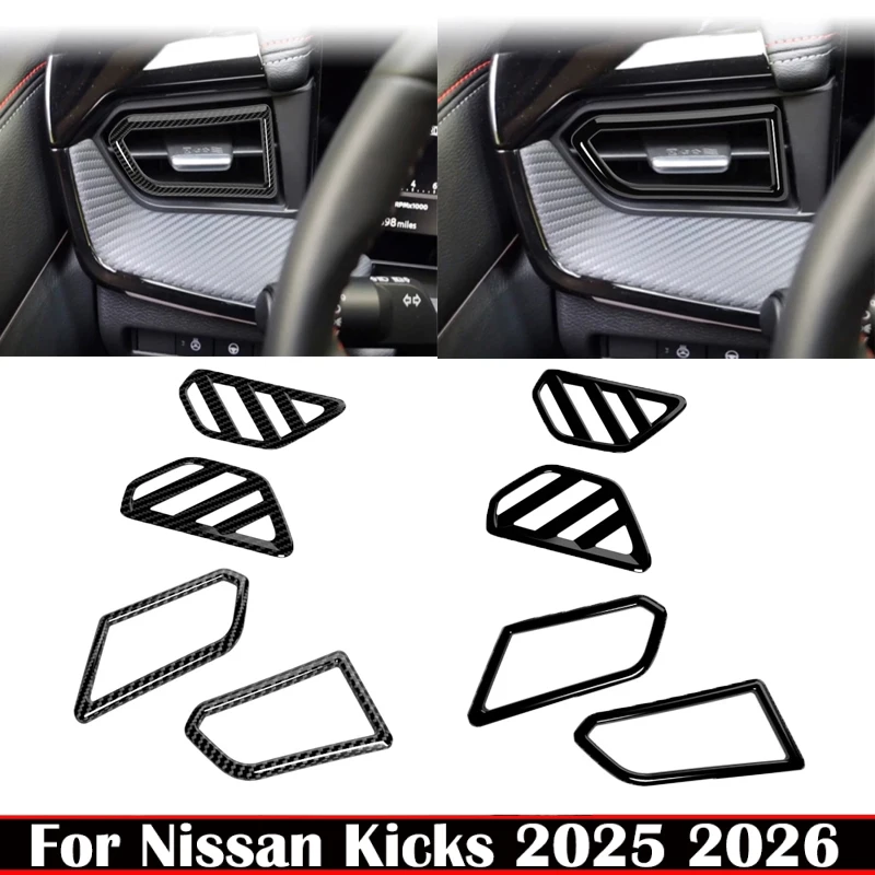 For Nissan Kicks 2025 2026 ABS Carbonfiber Interior Front Dashboard Side Air Conditions Outlet Cover Side AC Outlet Vent Cover