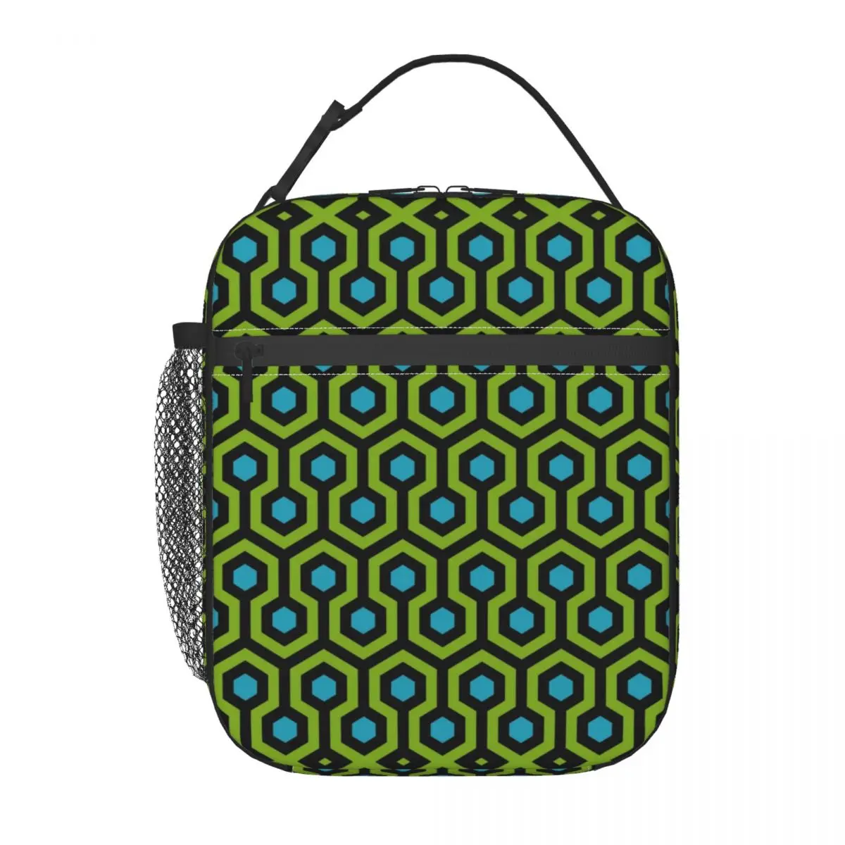 Green Shining Overlook Hotel Carpet Resuable Lunch Box Mid Century Geometric Hexagons Thermal Cooler Food Insulated Lunch Bag