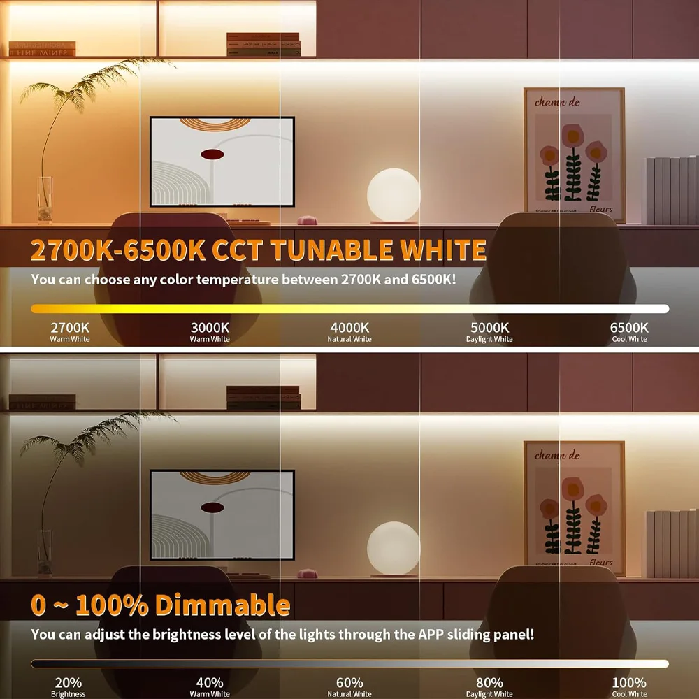 زيجبي الذكية COB CCT Led قطاع مجموعة كاملة SMD COB عكس الضوء قطاع 2.4G RF لوحة اللمس التحكم عن بعد APP لمساعد أليكسا جوجل