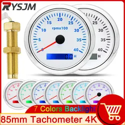 HD 4K Tachometer Outboard Motor Marine Tacho Gauge LCD Hourmeter 12V/24V 4000 RPM Meter 85mm Car Toerenteller 12v Hour Meter