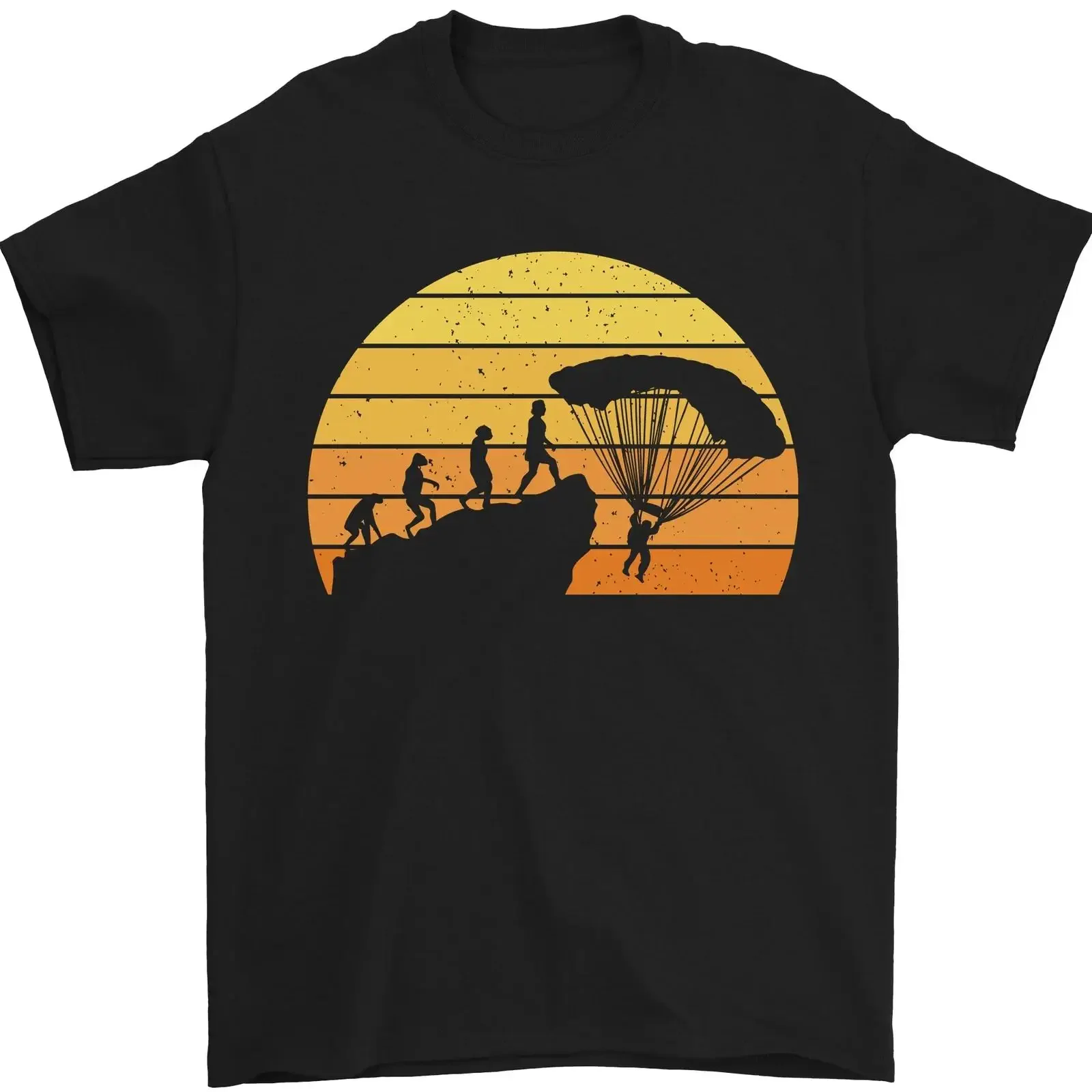 T-shirt pour homme « Evolution of Base Jumping », 100 % coton, style vintage, délavé, pour un usage quotidien, doux, respirant, polyvalent