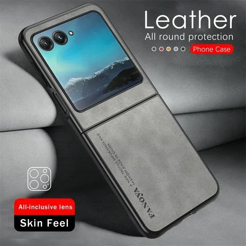 Capa de Couro de Cordeiro Luxuosa para Motorola Razr 70 60 Ultra 2024/25/26 Razr 70/60/50/40 Ultra, Case de Telefone de Plástico Duro à Prova de Choque