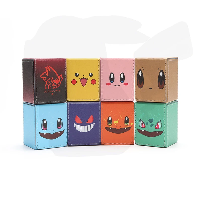 DIY Pokemon Card Storage Box Anime Pikachu Charmander Card Box Bulbasaur Card Case High-Capacity Eevee Card Cage Christmas Gift