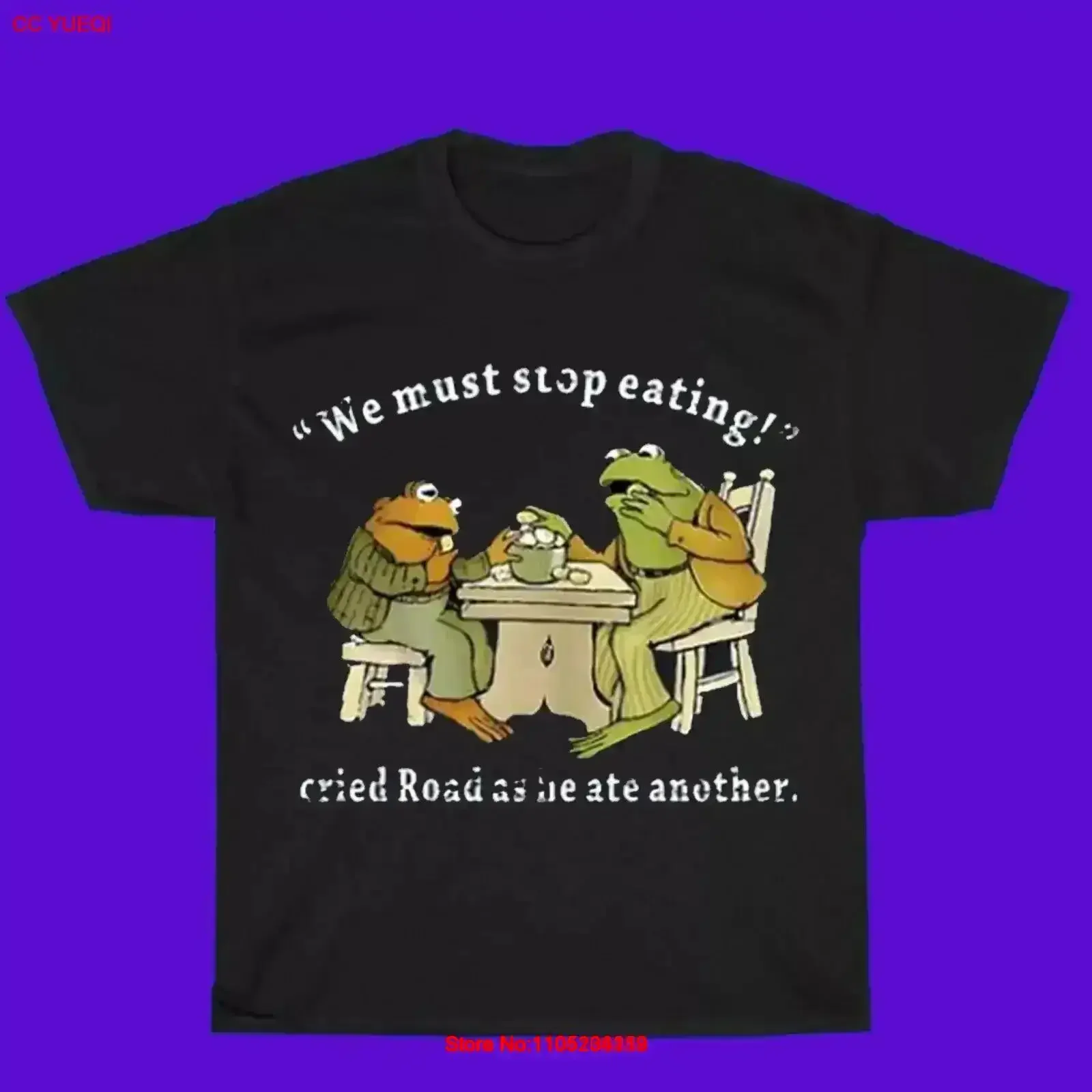 Frog and Toad We Must Stop Eat artgraphic T Shirt Size S 5XL provide a note vintage Washed Breathable fashion Comfortable homme