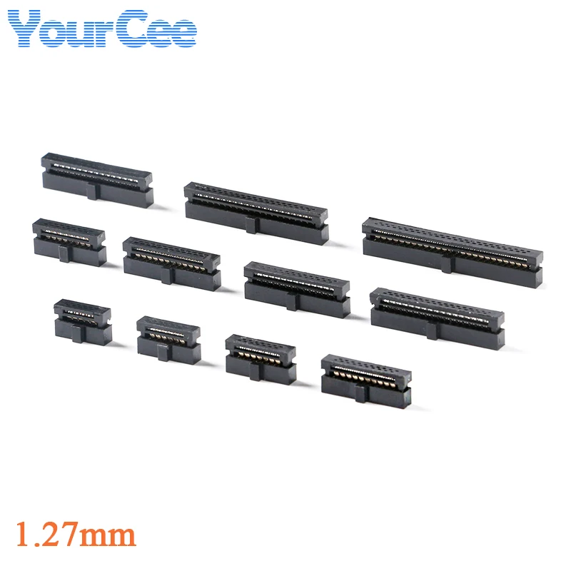 10PCS 1,27 MM 2,0 MM pitch FC-6/8/10/12/16/20/24/26/30/34/40/50 PIN Weibliche Header IDC Buchse Stecker für 0,635/0,1 MM Flache kabel