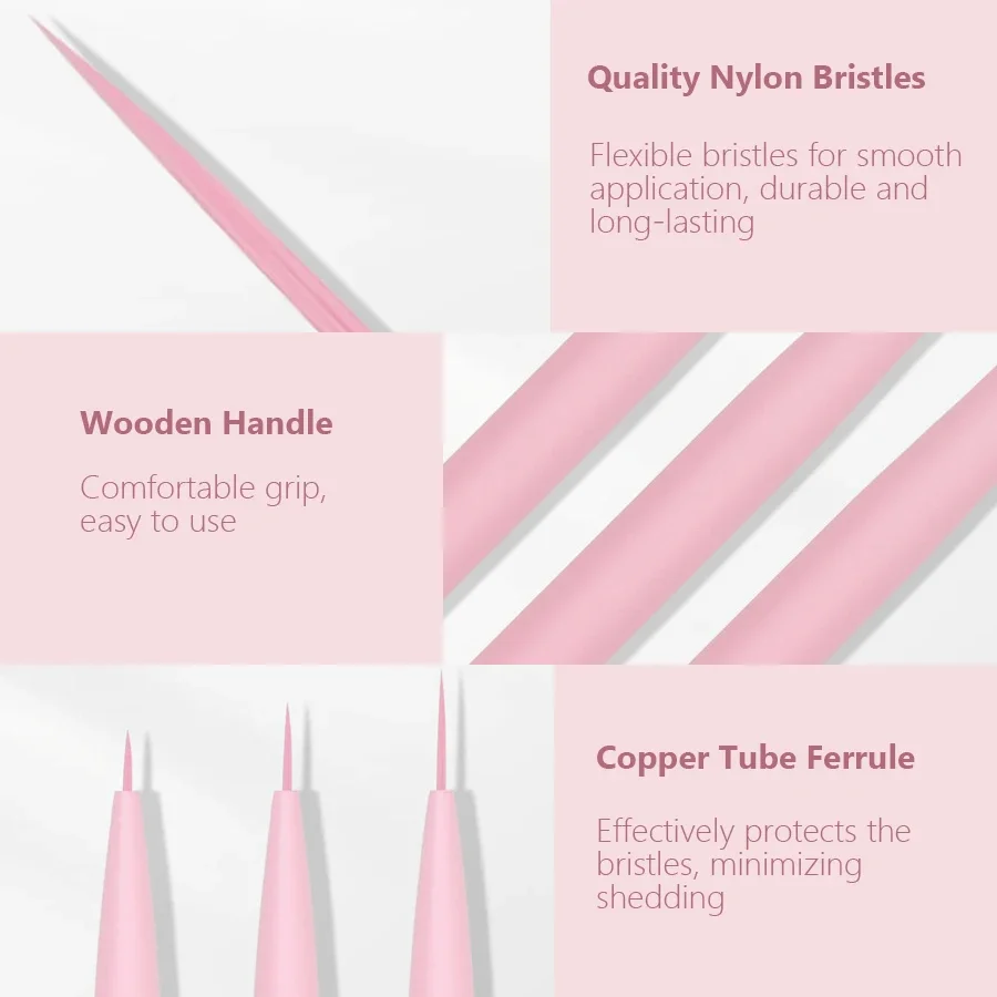 Ensemble de pinceaux pour Nail Art couleur Macaron, 3 pièces, détails fins, stylos pour dessin de revêtement d'ongles pour modèles professionnels d'ongles