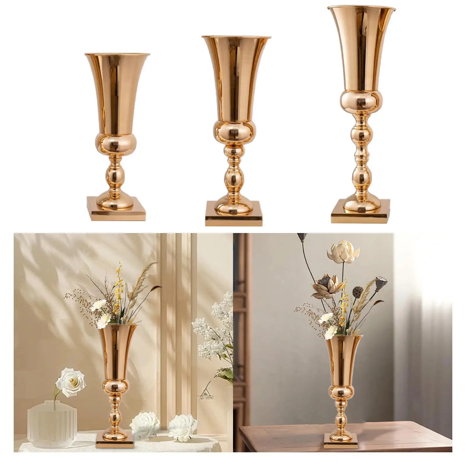 Centerpiece Flower Vase Elegant Metal Gold Vase for Weddings Table Birthday