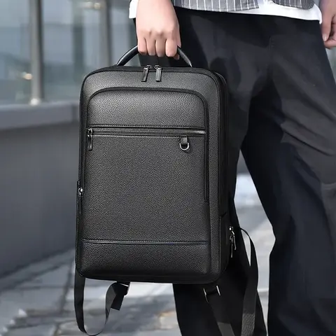 이그 제 큐 티브 배낭 남자 PU 가죽 가방 USB 충전 서류 가방 사무실 여행 노트북 사무실 비즈니스 어깨 백 팩 남성