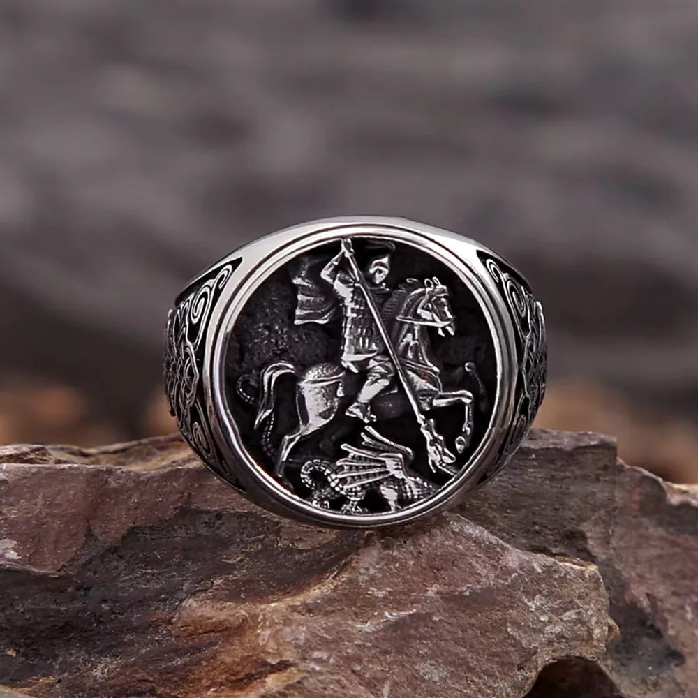 Vintage Gothic Medieval Dragon Slayer Celtic Knot Ring